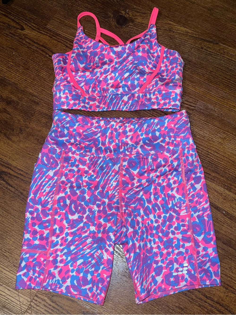 BCG Pink & Blue, Purple Printed Girls' Active Two Piece Set Size M 8-10